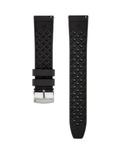Rauten Style Kautschuk Uhrenarmband – Schwarz | WB Original -WATBANDIT Verkäufe Honeycomb Rubber watch strap Black Back min