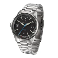 Draken – Peregrine – Version A – Schwarz – Edelstahlarmband 9 Draken – Peregrine – Version A – Schwarz – Edelstahlarmband -WATBANDIT Verkäufe Peregrine A SS black angle1