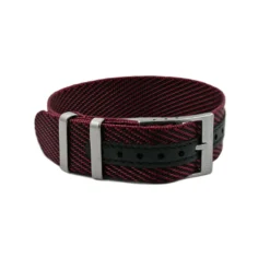Verstellbares Premium Nylon Uhrenarmband Schwarz/Burgundrot (einteilig) | WB Original