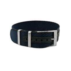 Verstellbares Premium Nylon Uhrenarmband – Schwarz/Blau (einteilig) | WB Original