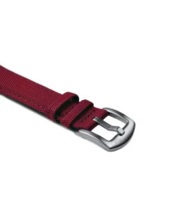 Premium Segeltuch Uhrenarmband – Burgundrot | WB Original -WATBANDIT Verkäufe Premium Sailcloth watch strap Burgundy WB Original buckle min