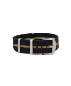 Geripptes Nylon Uhrenarmband – Schwarz/Beige | WB Original