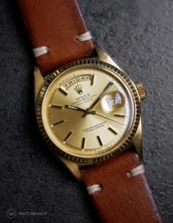 Vintage Uhrarmband Braun | WB Original -WATBANDIT Verkäufe Rolex Day Date on Watchbandit vintage leather strap brown min
