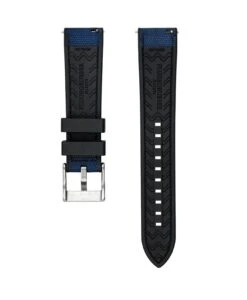 Hybrid Segeltuch/Kautschuk Uhrenarmband – Blau | WB Original -WATBANDIT Verkäufe Rubber Sailcloth strap Blue back min