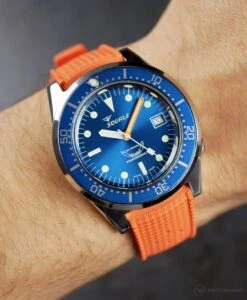 Squale – 1521 Series – 026/A Poliert Blau 6 Squale – 1521 Series – 026/A Poliert Blau -WATBANDIT Verkäufe Squale 1521 Polished Blue tropical style rubber strap orange min