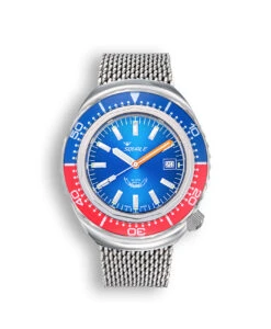 Squale – 2002 Series- 101 Atmos Poliert – Blaues Zifferblatt, Blau/Rote Lünette