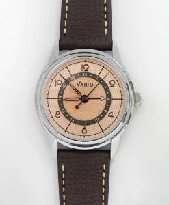 Vario – Empire Seasons True GMT – Autumn Salmon Automatic Dress Watch – Espresso Brown Lederarmband & Metallarmband