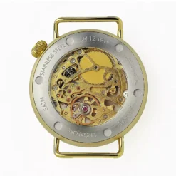 Vario – Vario 1918 Pilotenuhr Aus Messing, Cremefarbenes Zifferblatt Mit Orangefarbener Leuchtmasse – 40 Mm – Bund Geölt, Karamellbraun -WATBANDIT Verkäufe caseback pilot brass