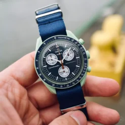 Premium Nylon Uhrenarmband – Blau | WB Original -WATBANDIT Verkäufe premium single piece nylon strap blue moonswatch mission to earth 669fa61a4a0c4